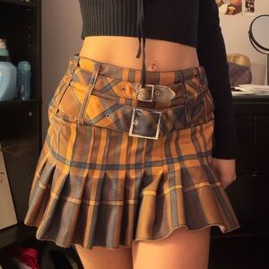 Plaid Skirt with Buckle Detail